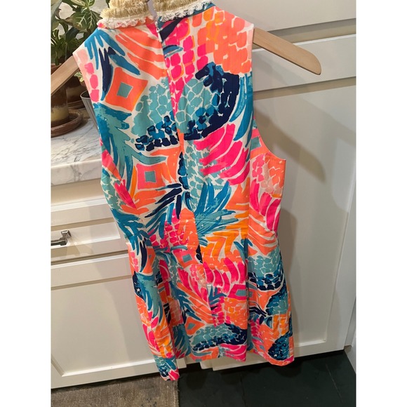 Lilly Pulitzer Mod Shift Dress Preppy Pink 2 Maui Pineapple 50's Style Fringe - Picture 4 of 8